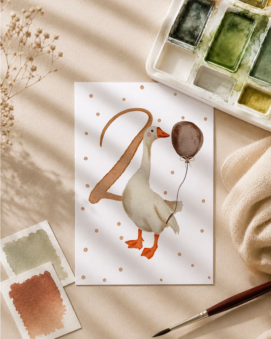 Postkarte »Gans Geburtstag« Zahl