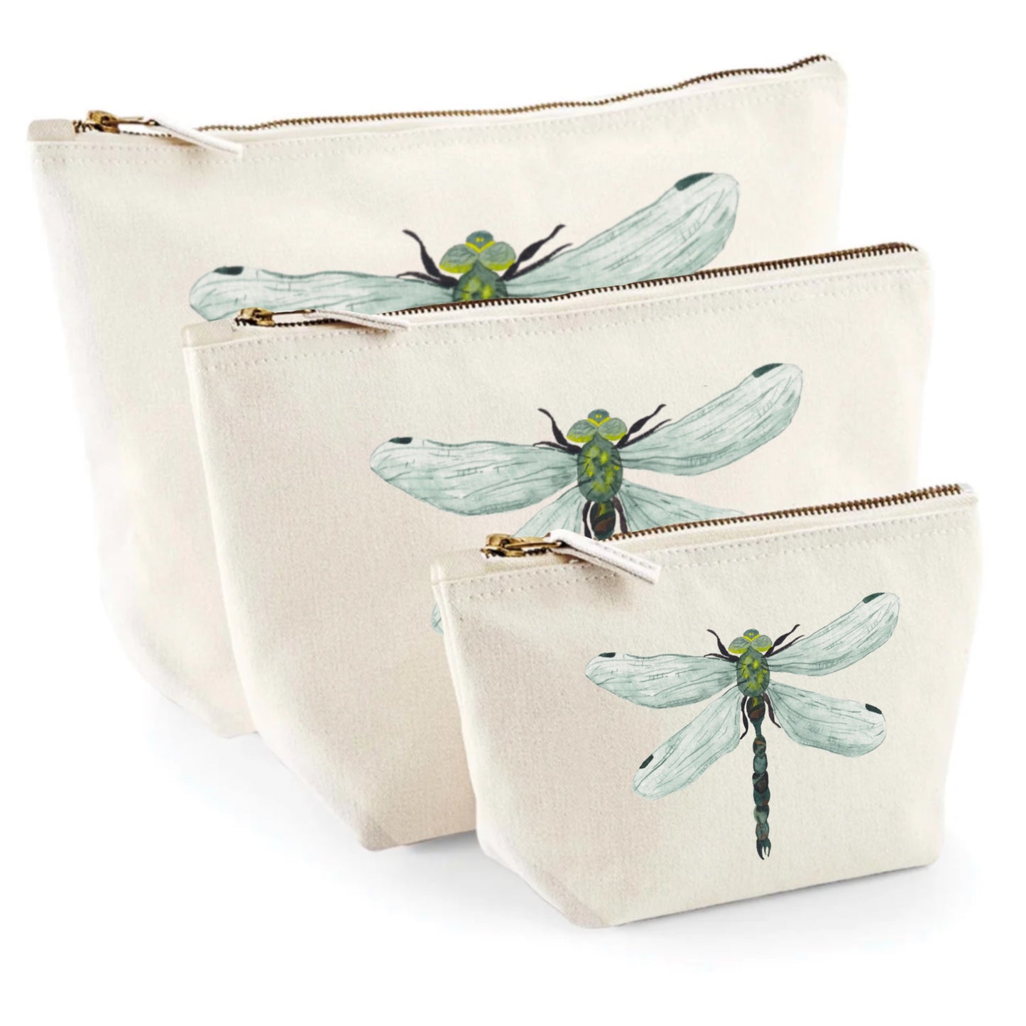 Nachhaltiges Baumwoll-Täschchen –Libelle | Kosmetiktasche & Organizer