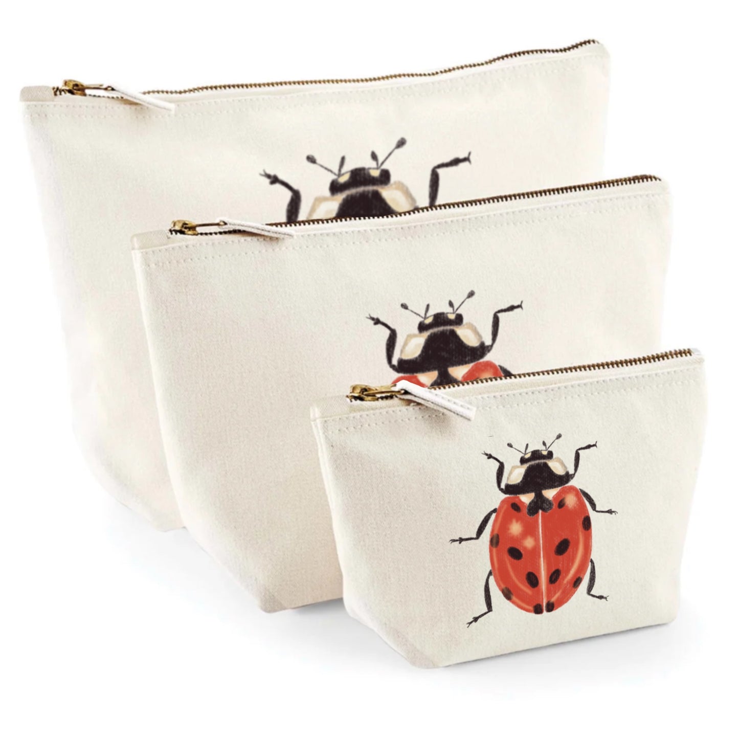 Nachhaltiges Baumwoll-Täschchen – Marienkäfer | Kosmetiktasche & Organizer