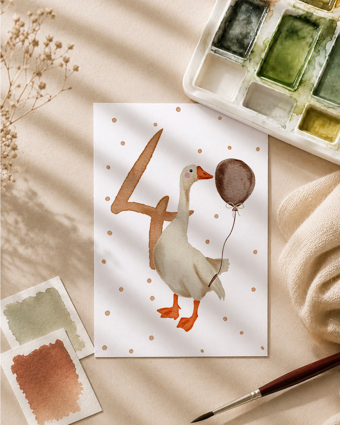 Postkarte »Gans Geburtstag« Zahl