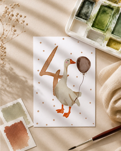 Postkarte »Gans Geburtstag« Zahl