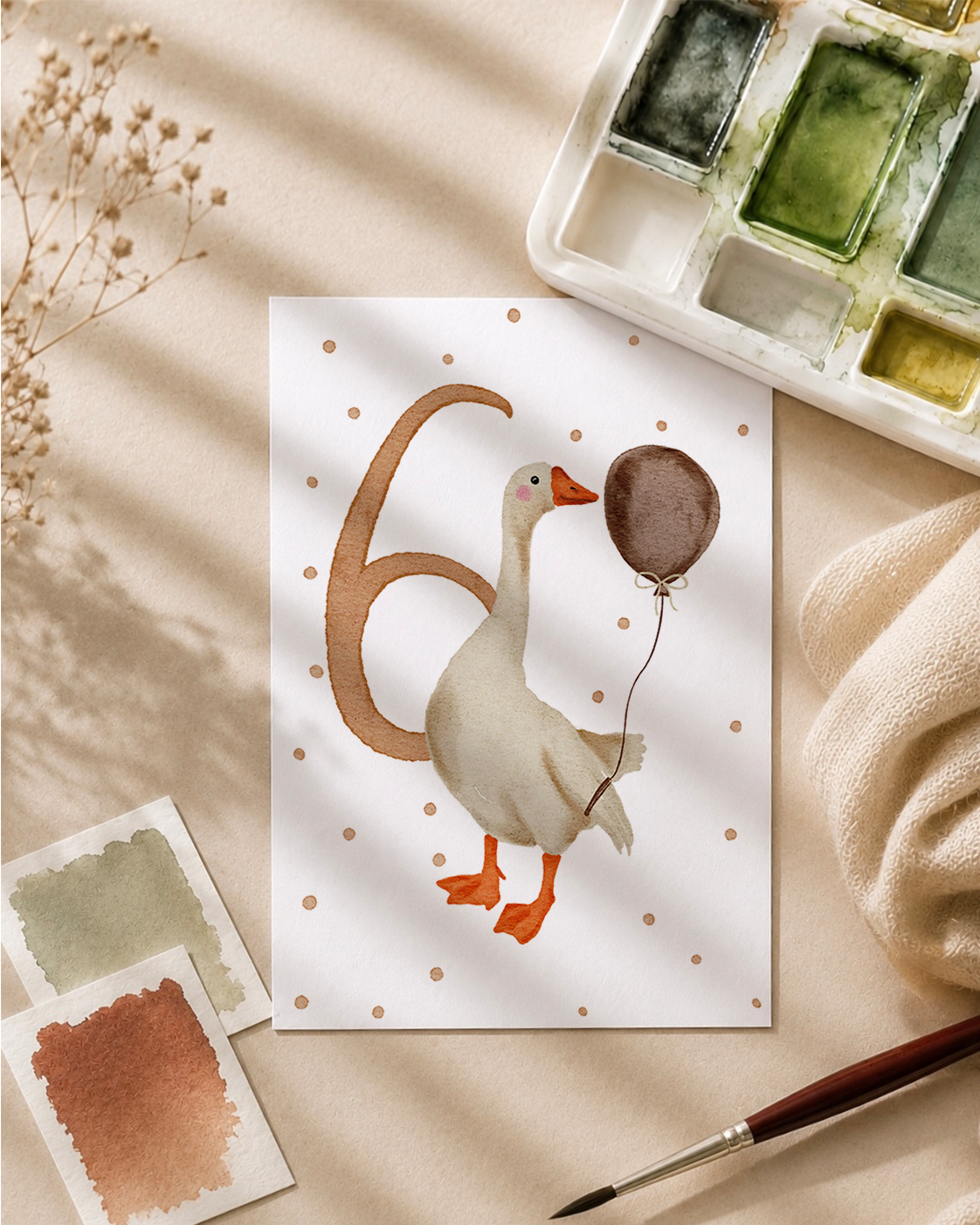 Postkarte »Gans Geburtstag« Zahl