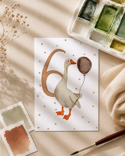 Postkarte »Gans Geburtstag« Zahl