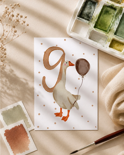 Postkarte »Gans Geburtstag« Zahl
