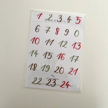 Bügelbild DIN A5 »Adventskalender Zahlen «