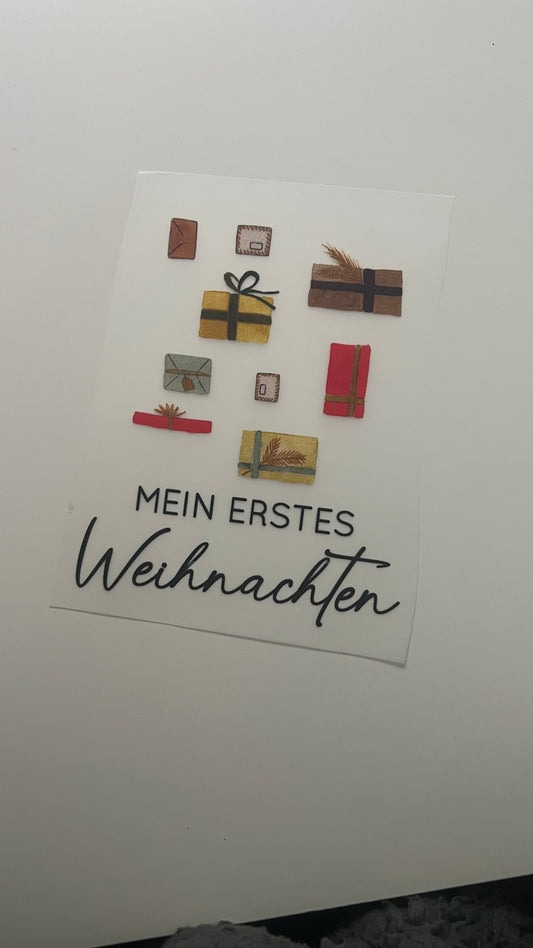 Bügelbild »Geschenke - Mein erstes Weihnachten« | Weihnachtliches Motiv zum Aufbügeln (Kopie)