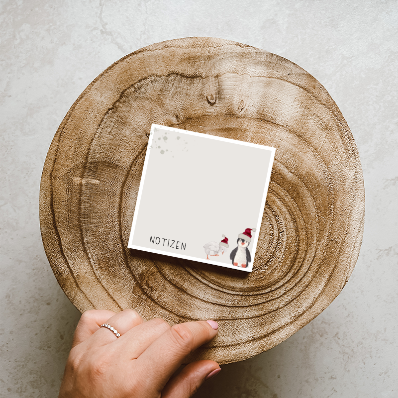 Notizblock »Weihnachts-Crew« 9 x 9 cm, Naturpapier